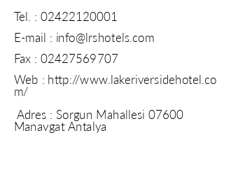 Lake & Riverside Hotel Spa iletiim bilgileri